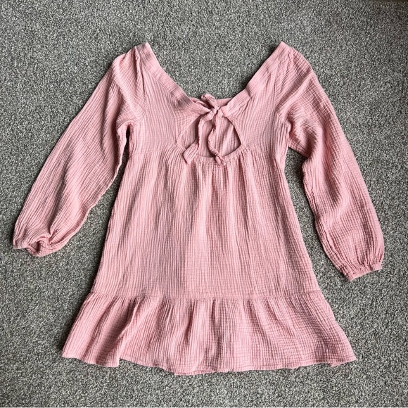 Allison & Kelly 100% Cotton, Pink Long Sleeve Mini Dress, Size Medium - Picture 7 of 9